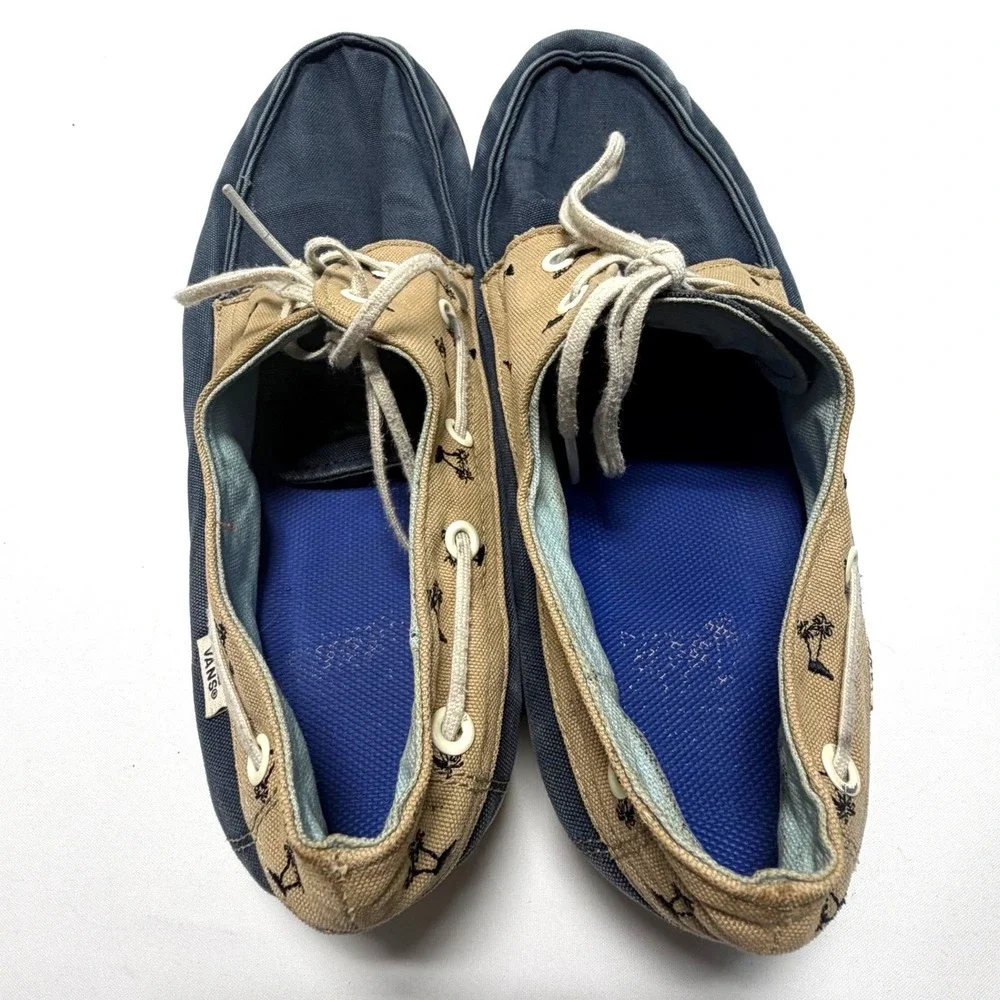 Vans Chauffeur Boat Shoes Navy Tan Canvas Mens‎ 13 Casual Beach